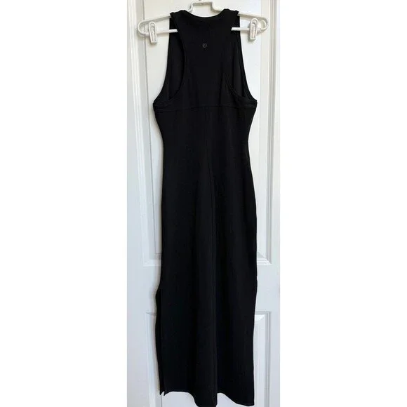 Lululemon Get Going Dress Black 6 Athletic Slim Fitting Midi Dress Casual Travel - Picture 3 of 7